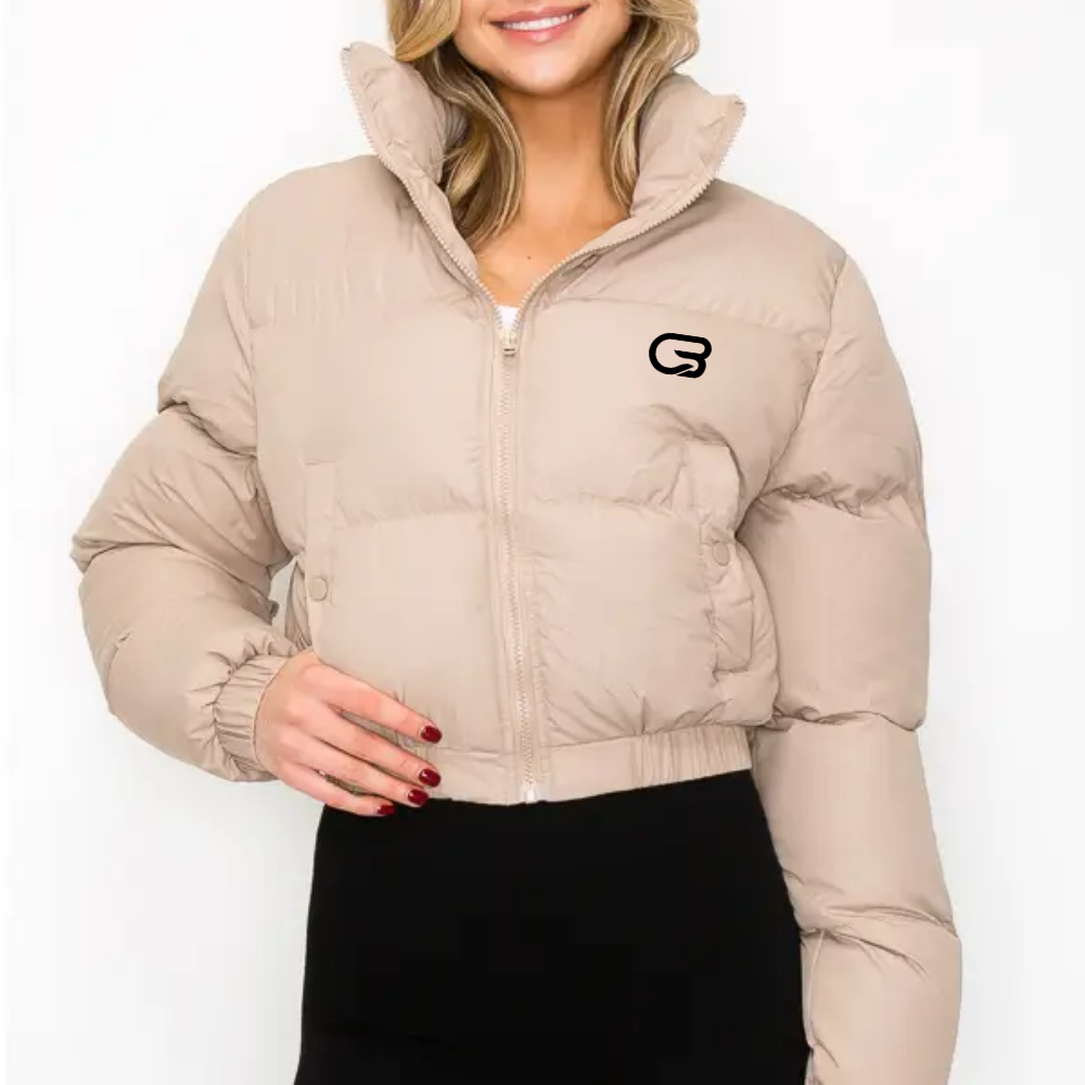 Cyclebar Mock Neck Long Sleeve Print Lining Puffer Jacket (6-Pack)