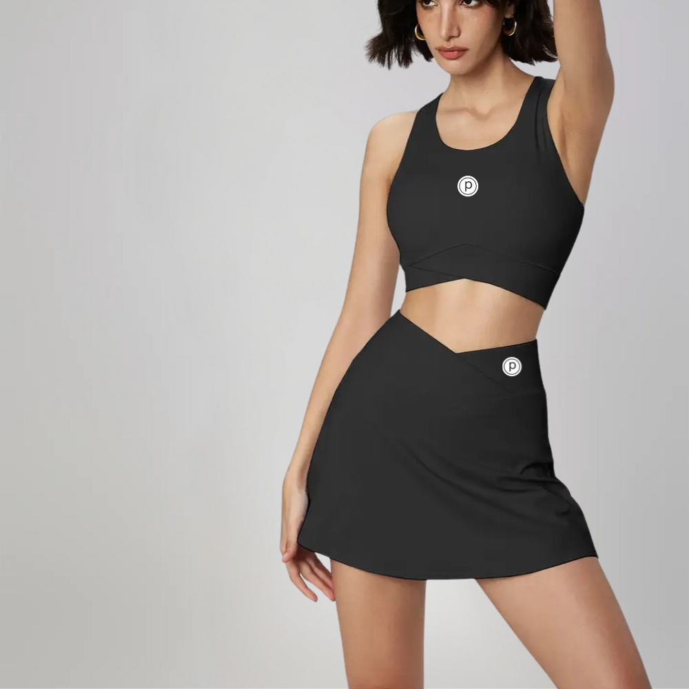 Pure Barre Dara Two Piece Sports Bra & High Waist Skort Activewear Set (12pc Min)