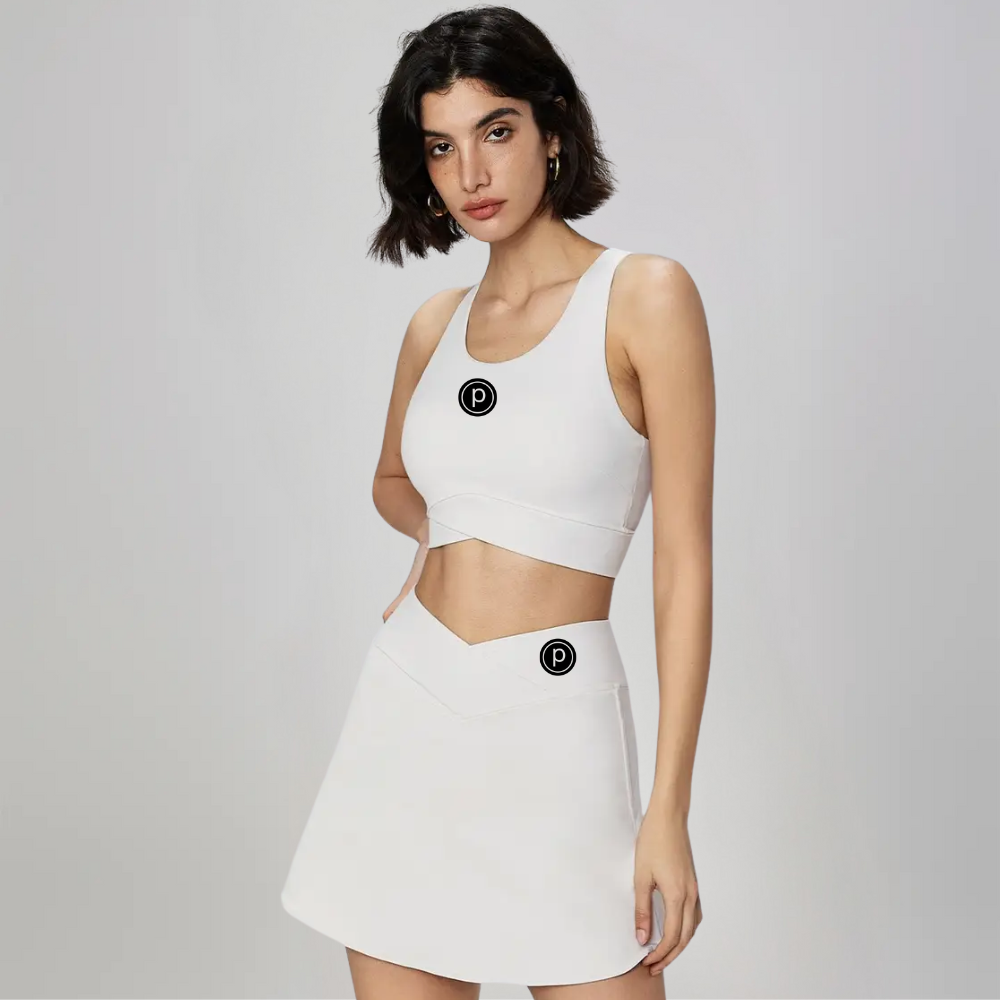 Pure Barre Dara Two Piece Sports Bra & High Waist Skort Activewear Set (12pc Min)