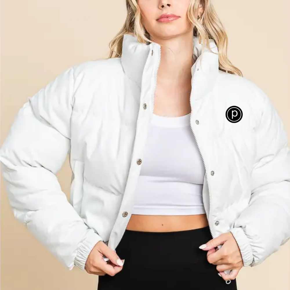 Pure Barre Faux Leather Front Zipper + Buttons Puffer (6-Pack)
