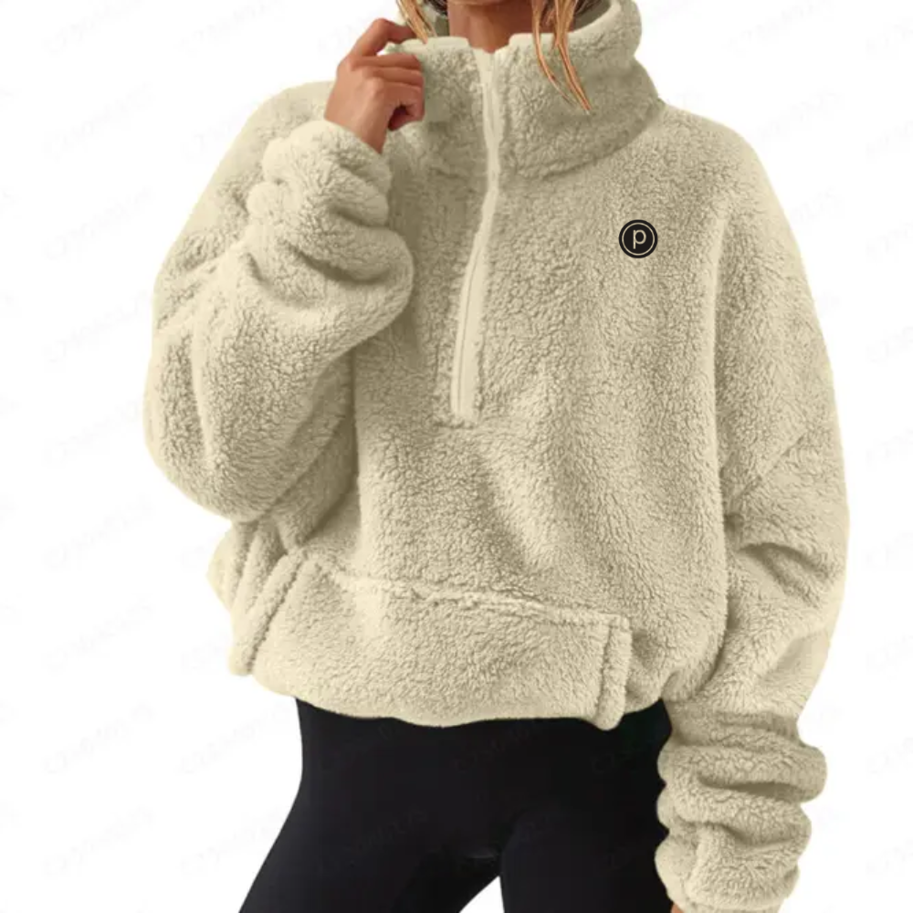 Pure Barre Fuzzy Fleece Half-Zip Stand-Up Collar Jacket (12pc Min)