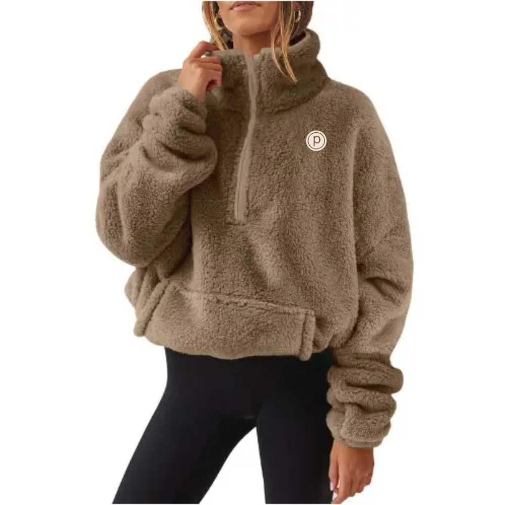 Pure Barre Fuzzy Fleece Half-Zip Stand-Up Collar Jacket (12pc Min)