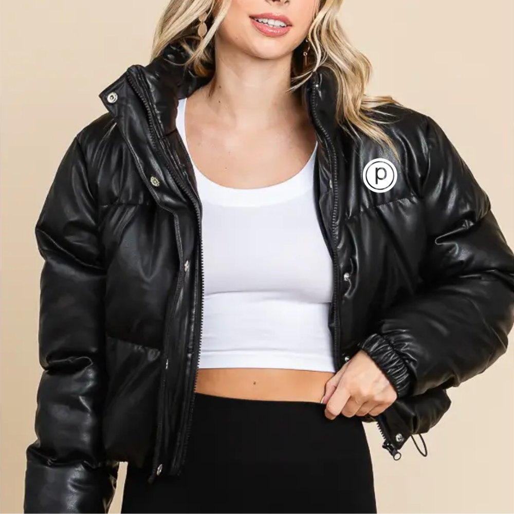 Pure Barre Faux Leather Front Zipper + Buttons Puffer (6-Pack)