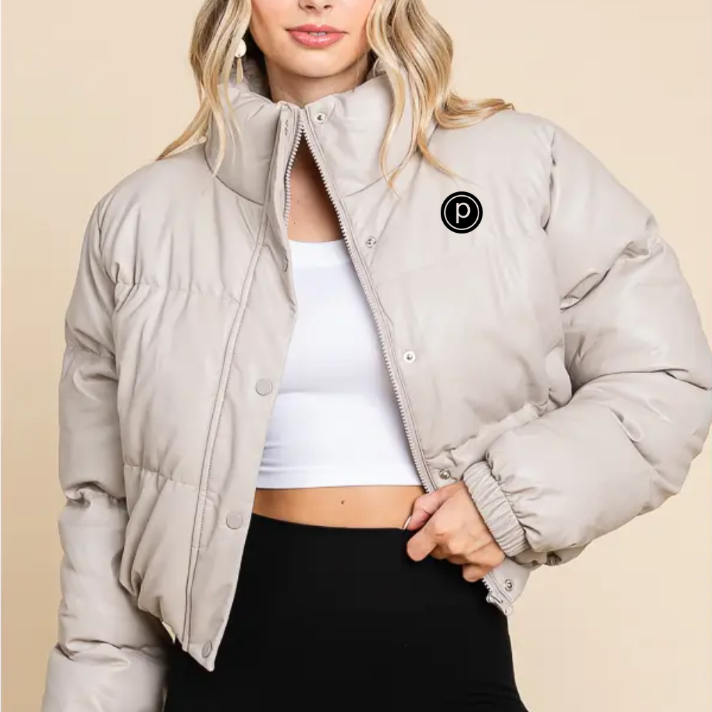 Pure Barre Faux Leather Front Zipper + Buttons Puffer (6-Pack)