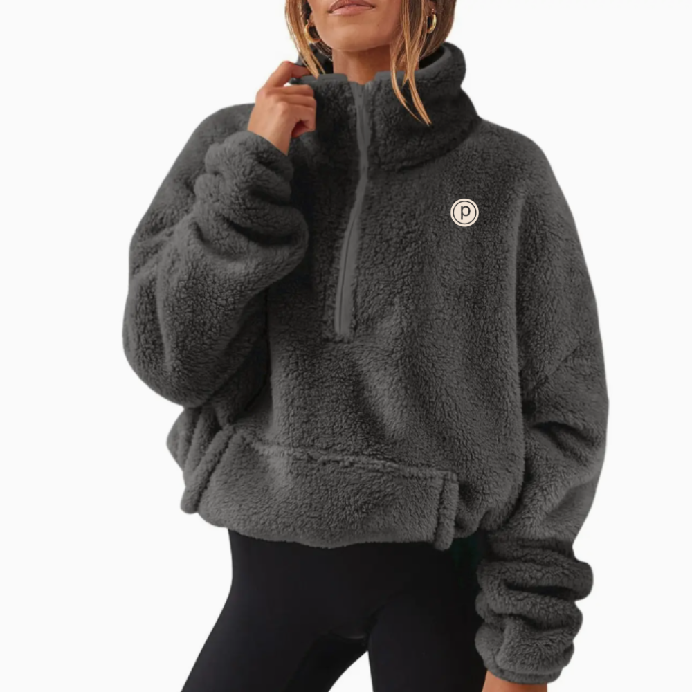 Pure Barre Fuzzy Fleece Half-Zip Stand-Up Collar Jacket (12pc Min)