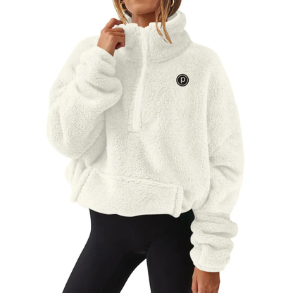 Pure Barre Fuzzy Fleece Half-Zip Stand-Up Collar Jacket (12pc Min)